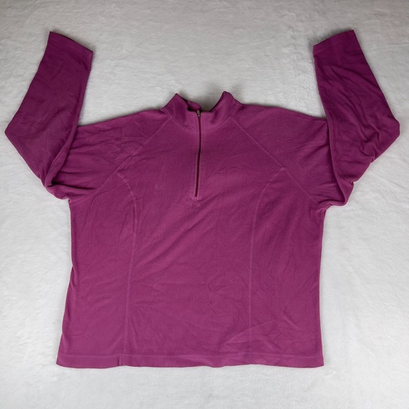 L.L. Bean Sweatshirt Womens XL Pink Fleece Lined Long Sleeve 1/4 Zip Pullover - Picture 1 of 6